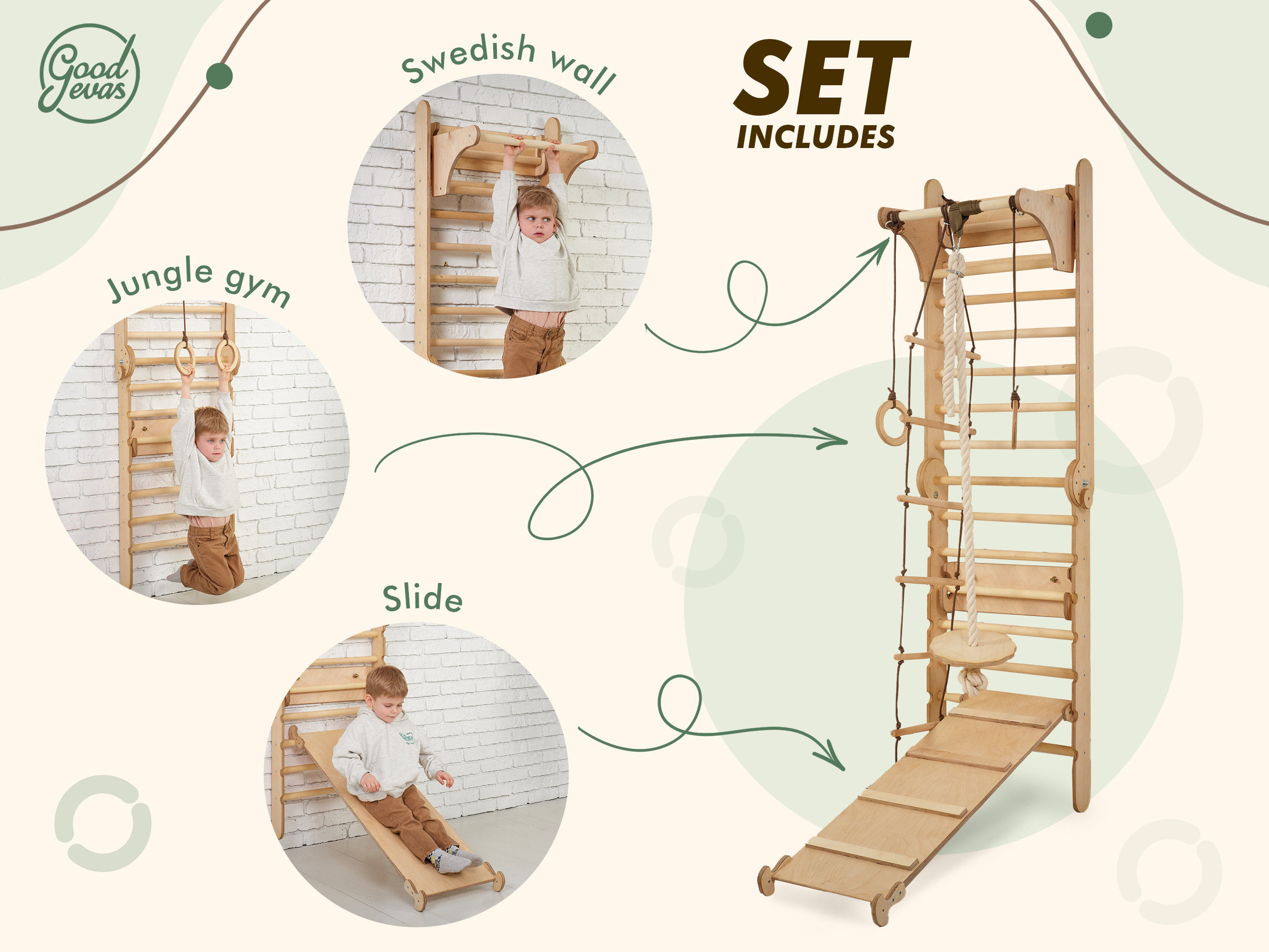 High quality wooden toddler climbing set indoor playground for toddler room