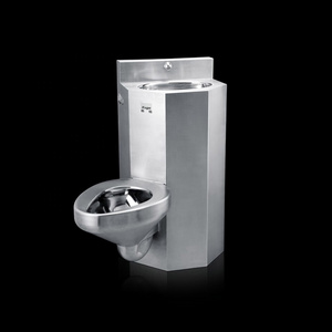 Kuge Professional manufacturer one piece high security stainless steel prison jail combination toilet