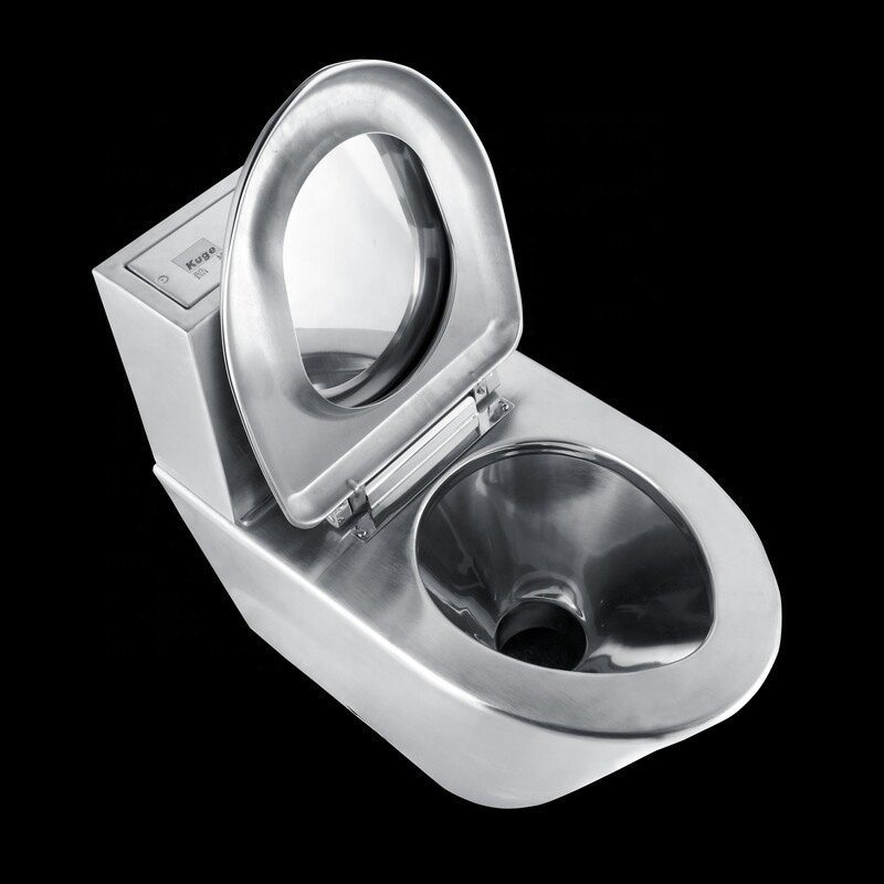 Sanitary ware CE dual flush wash down p trap floor mounted wc commode high security grade stainless steel toilet bowl