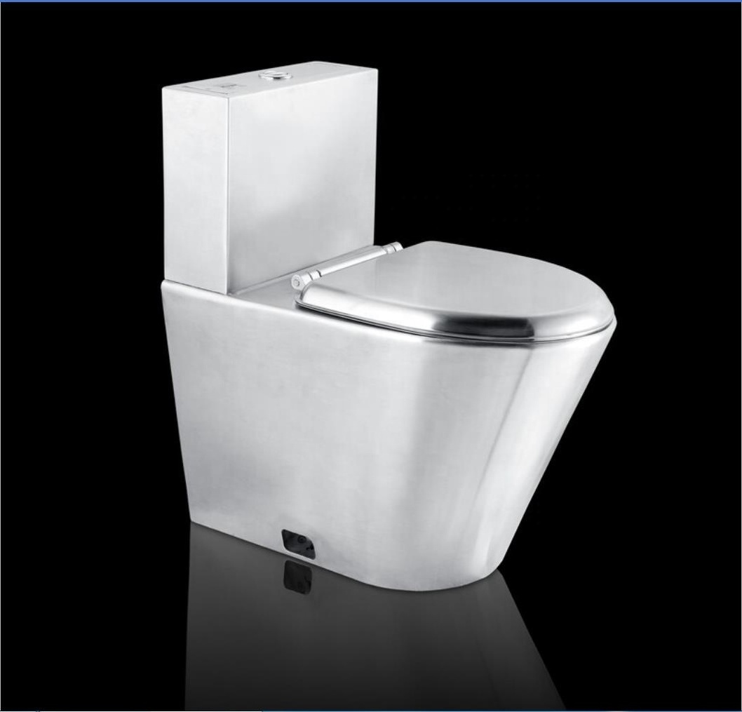 Sanitary ware CE dual flush wash down p trap floor mounted wc commode high security grade stainless steel toilet bowl