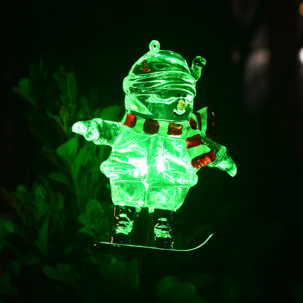 Solar Powered Ground Mounted Snowman Light LED Santa Claus Decorative Light Christmas Decorative Ground Mounted Lawn Light