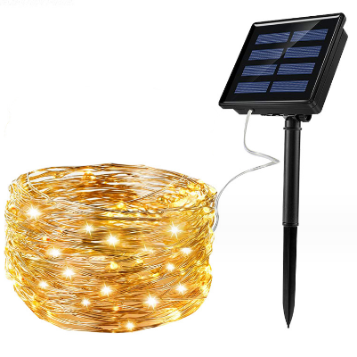 Christmas Outdoor Solar Power Fairy Warm White String Lights Rgb For Garden Wedding Outdoor Waterproof led copper wire lamps