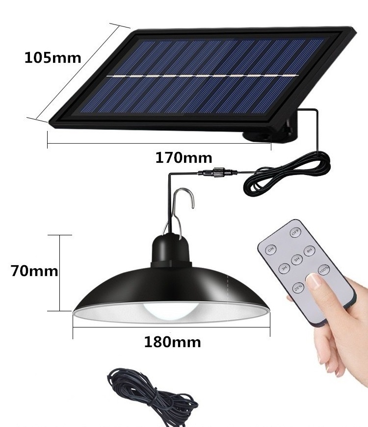 IP65 Waterproof Double Head Solar Pendant Light Indoor Outdoor LED Hanging Shed Lights Solar Indoor Ceiling Led Light  Bulbs