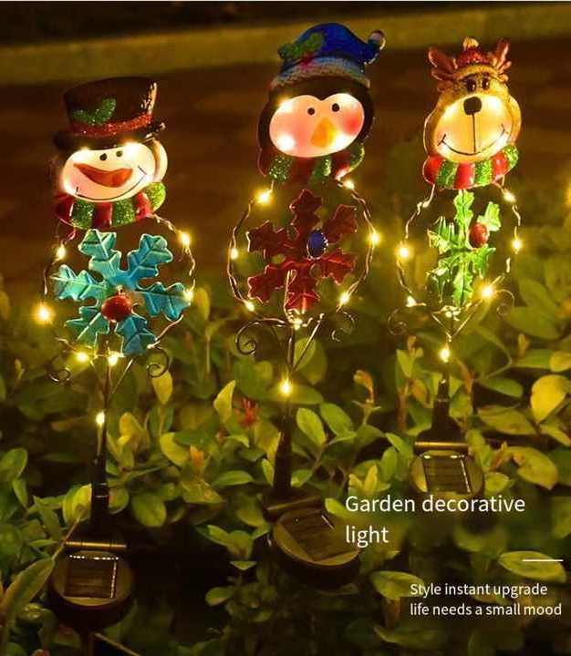 Christmas Solar Garden Stake IP65 Cute Santa Claus Elk Penguin Snowman Pathway Outdoor Solar Lights Xmas Patio Yard