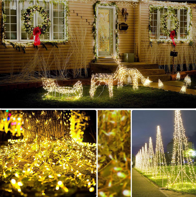 Christmas Outdoor Solar Power Fairy Warm White String Lights Rgb For Garden Wedding Outdoor Waterproof led copper wire lamps