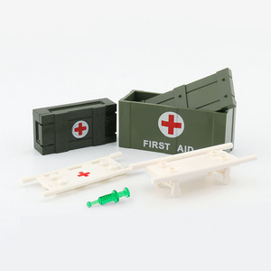 WW2 Military Mini soldier Figure Medical soldier syringe box ambulance rescue stretcher board building block Toys