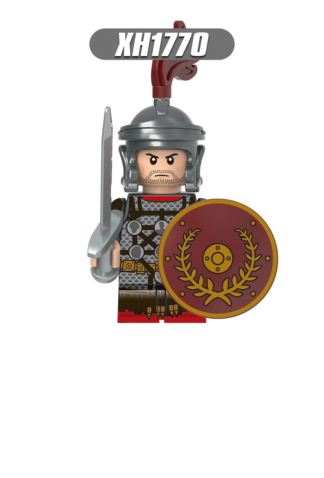 Medieval military figure roman soldier weapon knight helmet shield building block accessories toy