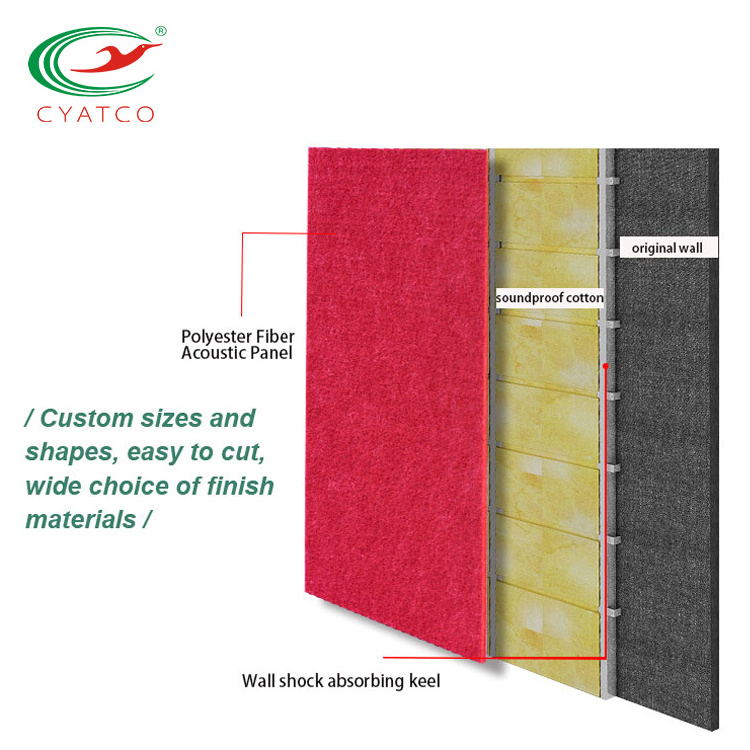 24mm Sound Insulation Panels Home Cinema Sound Proof Padding Polyester Fiber Pet Felt Acoustic Wall Panels