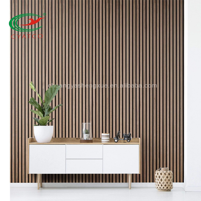 CYATCO Sound-absorbing Wood Wall Panel Building Board for Hotel Living Room TV Wall Slat Wood Panel