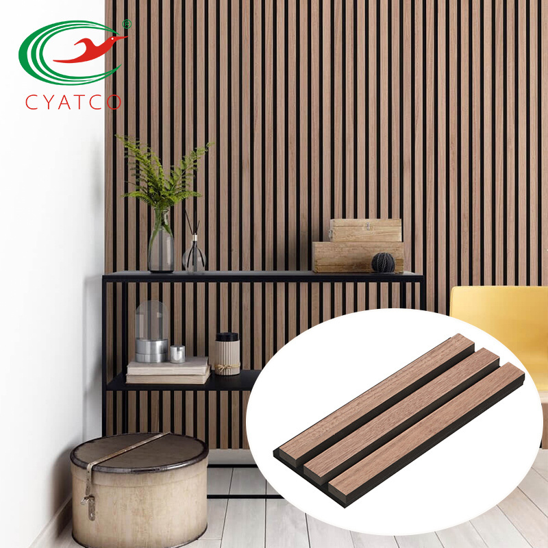 CYATCO Sound-absorbing Wood Wall Panel Building Board for Hotel Living Room TV Wall Slat Wood Panel