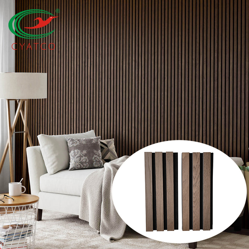 CYATCO Sound-absorbing Wood Wall Panel Building Board for Hotel Living Room TV Wall Slat Wood Panel