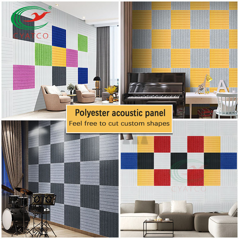 CYATCO ceiling decoration hexagon fabric acoustic panel sound polyester fiber office soundproof panels acoustic panel