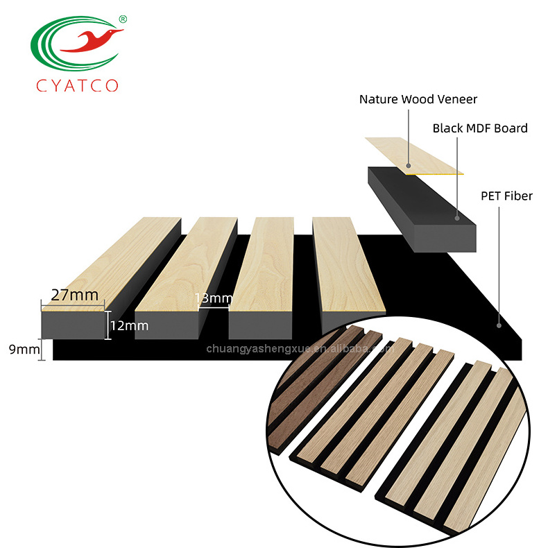 Guangdong Sound Manufacturer Acoustic Panels Sound Proof Wall Panels Ceiling Slat Acoustic Eco-friendly Interior Wood Wall Panel