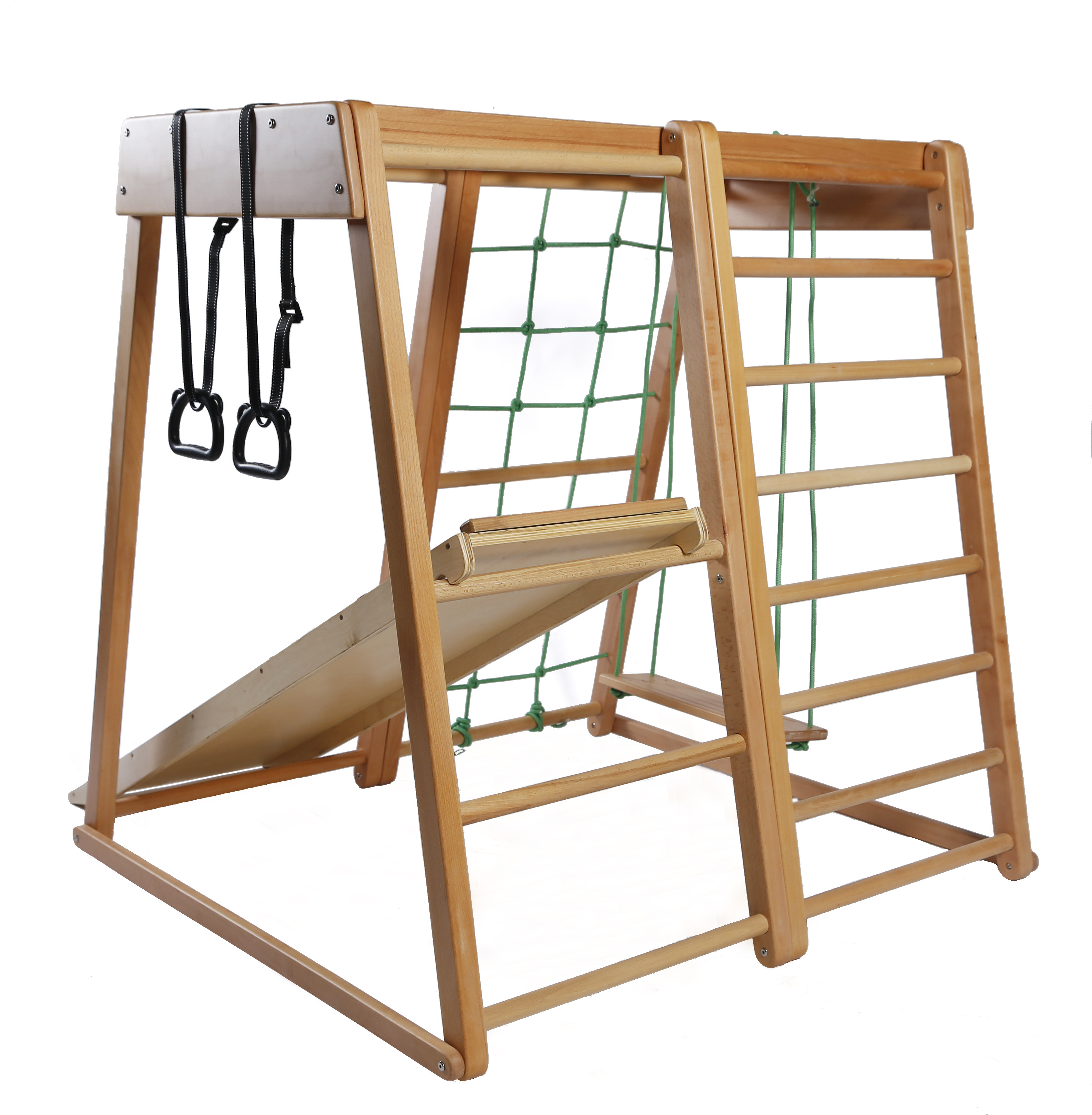 Wood Slide Kids Wood Climbing Frame Indoor Playground For Kids Indoor Wooden Baby Slide And Swing Climb Rope Ladder