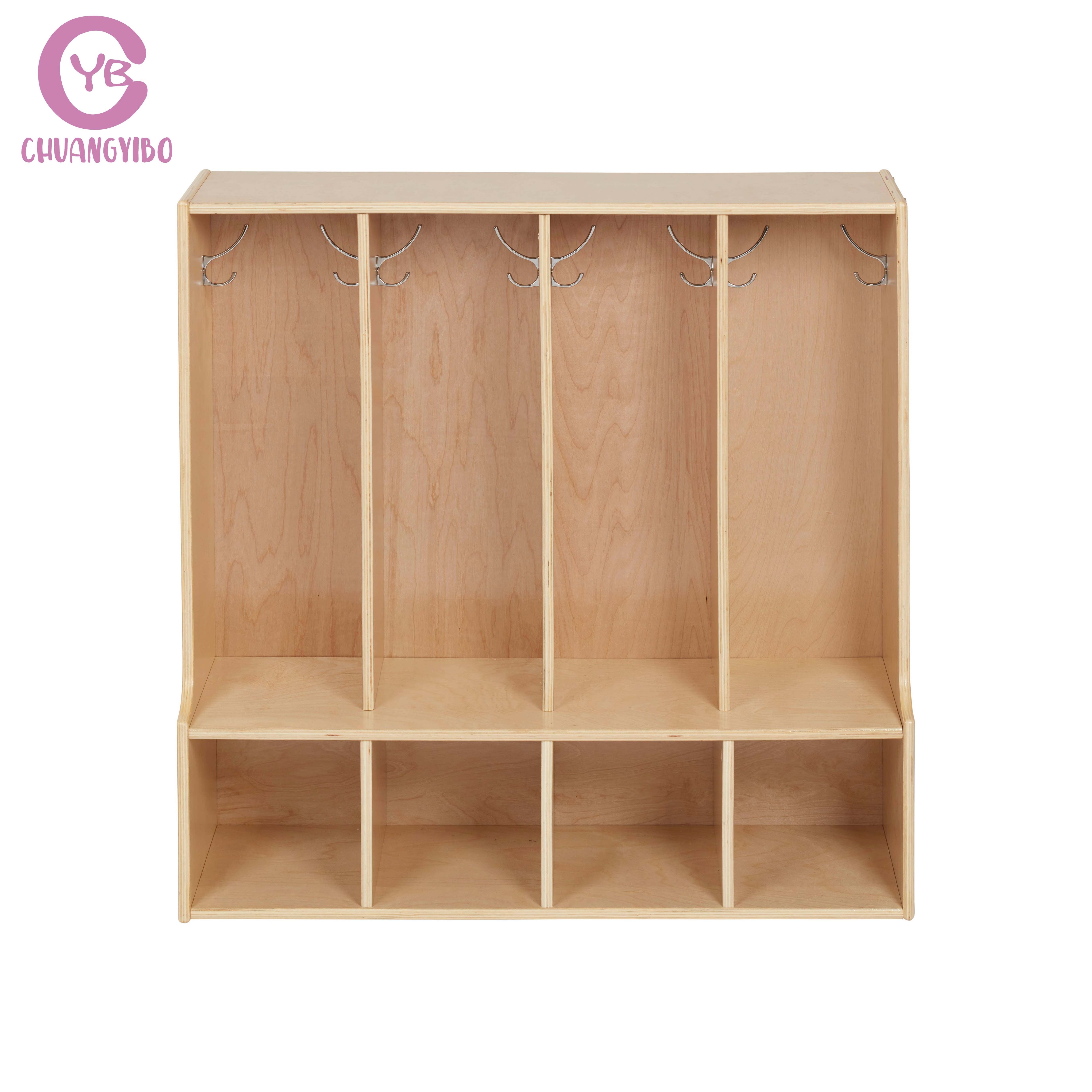 wooden bedroom furniture children small kindergarten portable free standing wardrobe with factory price Kindergarten wardrobe