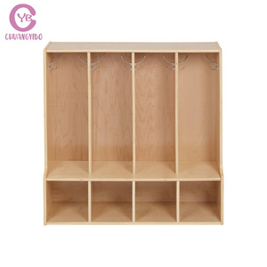 wooden bedroom furniture children small kindergarten portable free standing wardrobe with factory price Kindergarten wardrobe