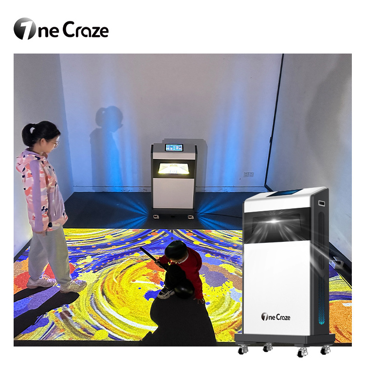 Movable Interactive Ground Projection System 3D Advertising Display Hologram Interactive Mobile Floor Projector For Home