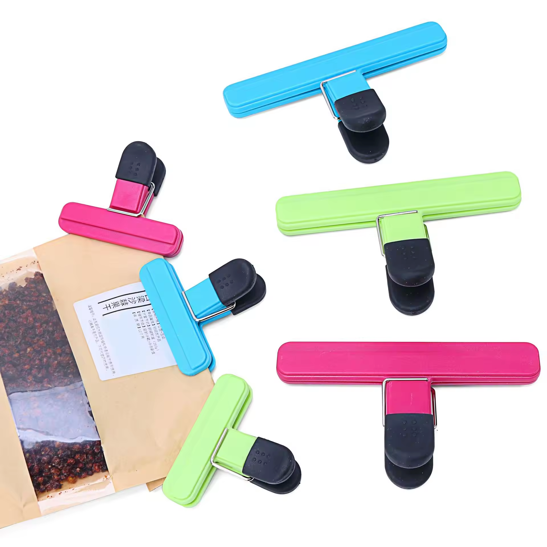 Wholesale Custom Logo Colorful Plastic Bag Clips For Coffee Bread Food Bag Sealing Clip Air-tight Food Storage Clips