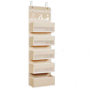 Pocket Metal 4 Hooks Wall Closet Hanging Storage Bag Clear Window Bin Over The Door Organizer