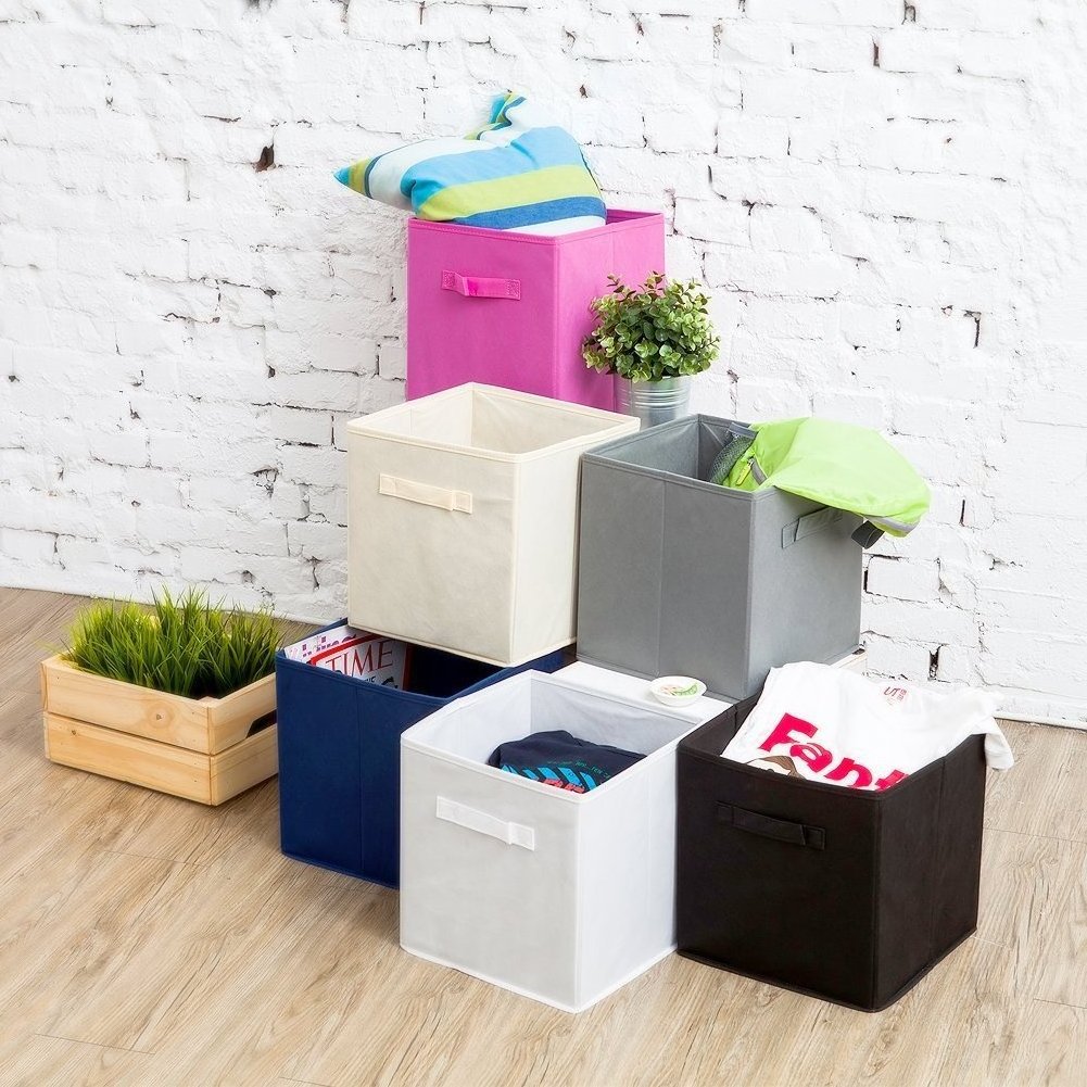 13 Inch Children Quilt Clothes Non Woven Fabric Foldable Basket Storage Box Organizer for Closet Storage Basket with Handles