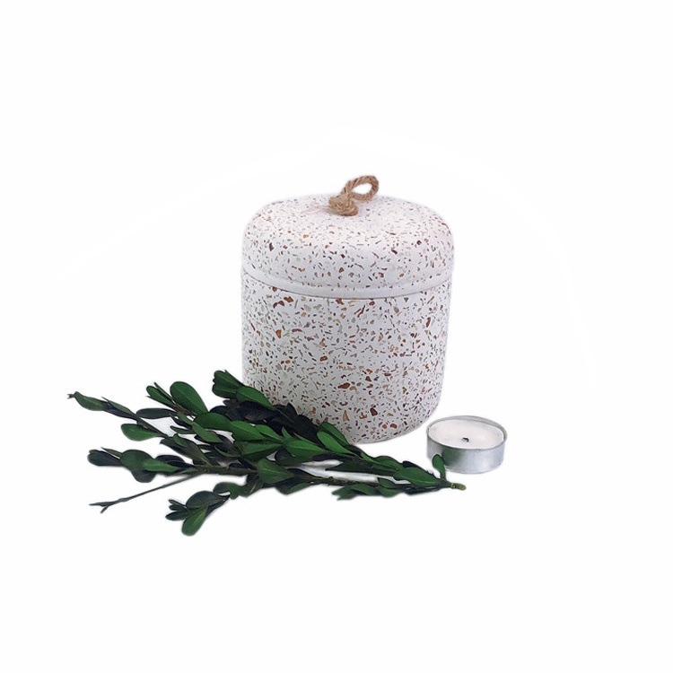 Wholesale Home Decoration Round  Modern Candle Holder Luxury Candle Jars Concrete Candle Jar With Lid