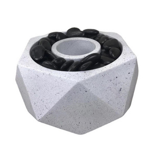 Wholesale Hexagonal Marble Effect Concrete Fireplace Indoor Portable Fire Pit Cement Bowl Mini Tabletop Fire Pit