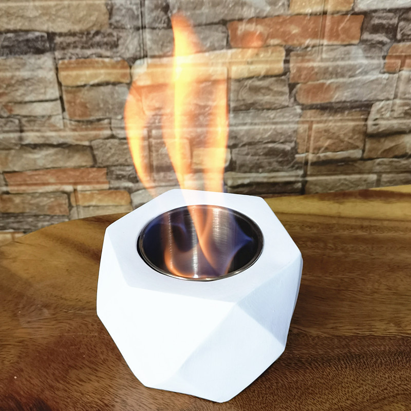 China Hexagonal Bowl Bio Ethanol Marble Effect Portable Tabletop Fire Fit Fireplace Concrete Cement Tabletop Fire Pit