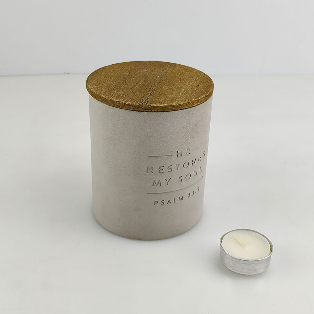 Custom Logo Luxury Candle Jar With Metal Lid Terrazzo Multicolor Concrete Candle Jar With Wood Lid