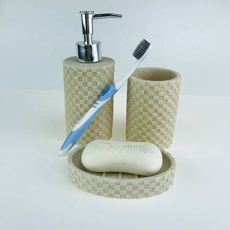 OEM factory hotel  household resin sandstone luxury natural hotel balfour bathroom accessories