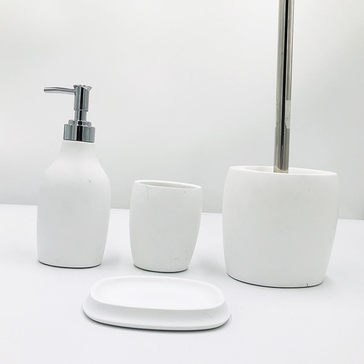 Modern Design Handmade White Resin Bathroom Accessories Set Shower Set