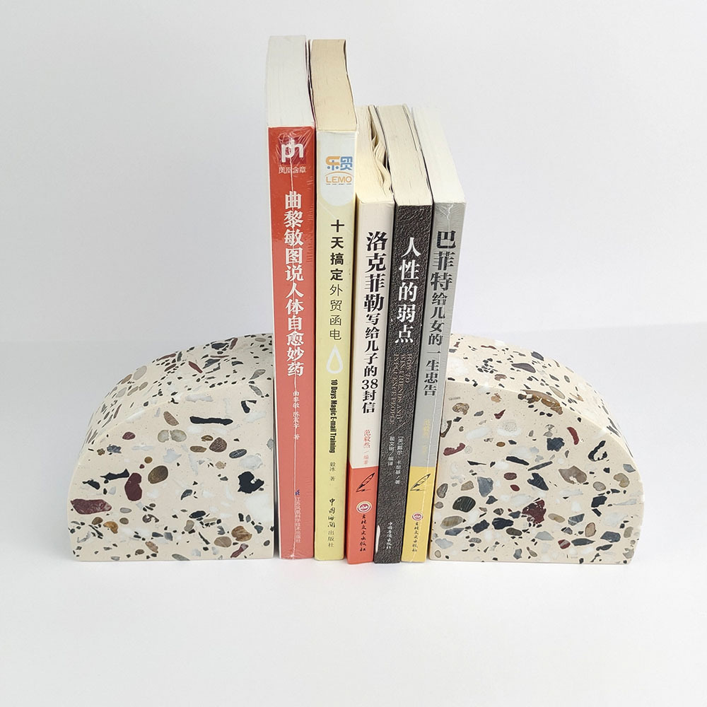 Study office library desktop ornaments terrazzo natural stone bookends modern decorative style decorations