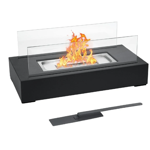 Factory Direct Glass Cover Fire Pit Rectangle Personal Fireplace Tabletop Glass Outdoor Fireplace