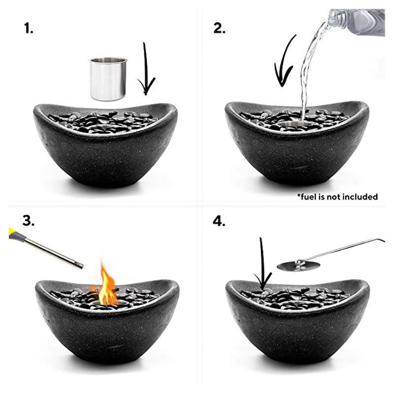 China Supplier Cement Bioethanol Fire Pit Smokeless Bowl Indoor Ethanol Tabletop Fireplace Portable Fire Pit