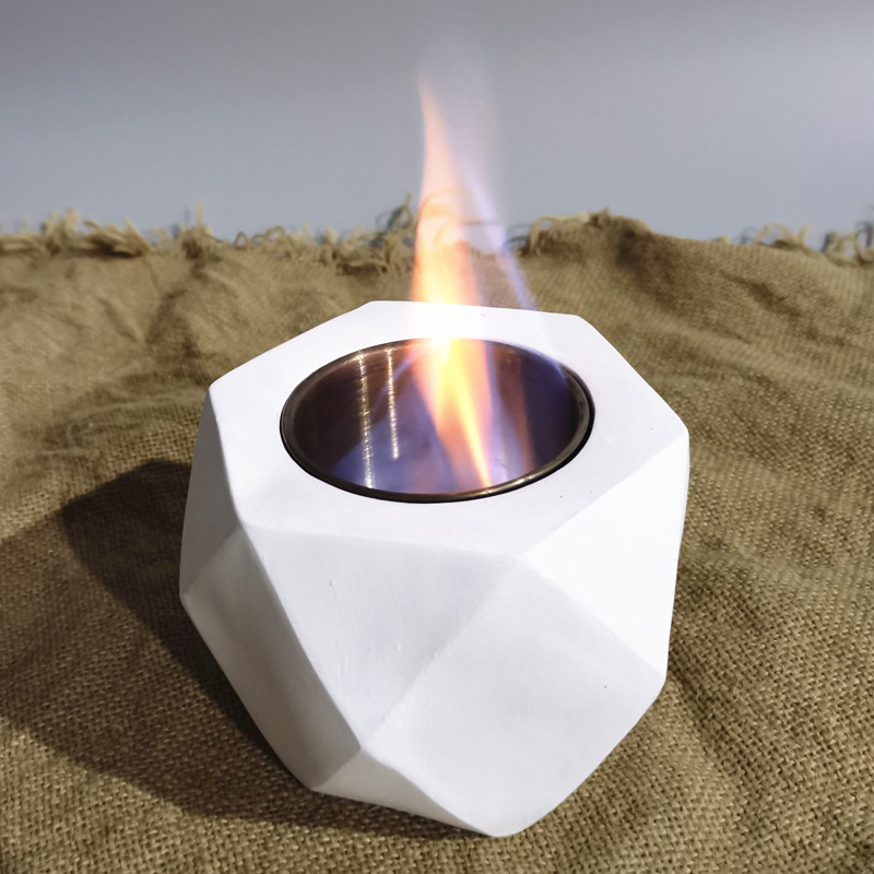 China Handmade Hexagon Mini Indoor Fire Pit Concrete Tabletop Firepit Portable Fire Pit