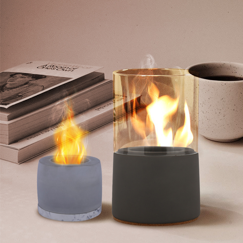 Portable Bioethanol Fireplace concrete Smokeless Indoor Tabletop Fireplace Mini Bio Ethanol Table Top Fire Pit Bowl