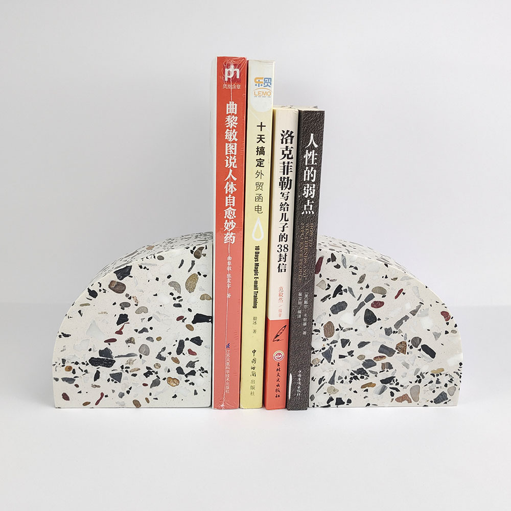 Study office library desktop ornaments terrazzo natural stone bookends modern decorative style decorations