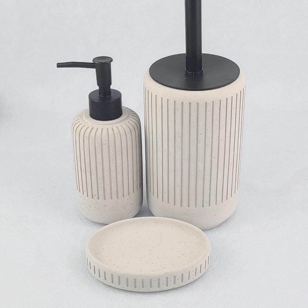 Custom Logo Toilet Toothbrush Stand Hotel Washroom Bathroom Soap Dispenser Set Concrete Luxury Bathroom Accessories Sets