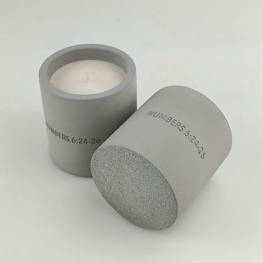 Wholesale Home Decoration Wedding Luxury Cylinder Modern Matte Concrete Candle Holder Vessels Custom Cement Candle Jar