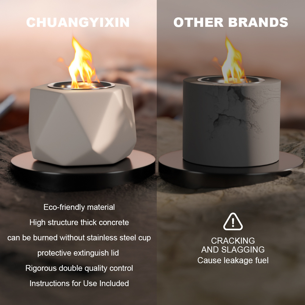 Factory Directly Hexagon Concrete Tabletop Rubbing Alcohol Fireplace Small Mini Table Top Portable Fire Pit