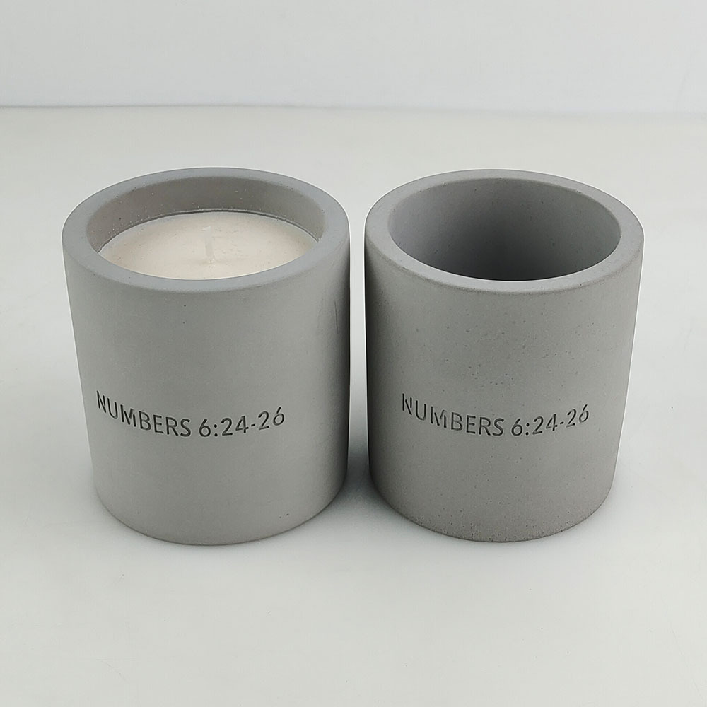 Wholesale Home Decoration Wedding Luxury Cylinder Modern Matte Concrete Candle Holder Vessels Custom Cement Candle Jar