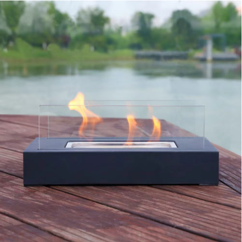 Factory Direct Glass Cover Fire Pit Rectangle Personal Fireplace Tabletop Glass Outdoor Fireplace