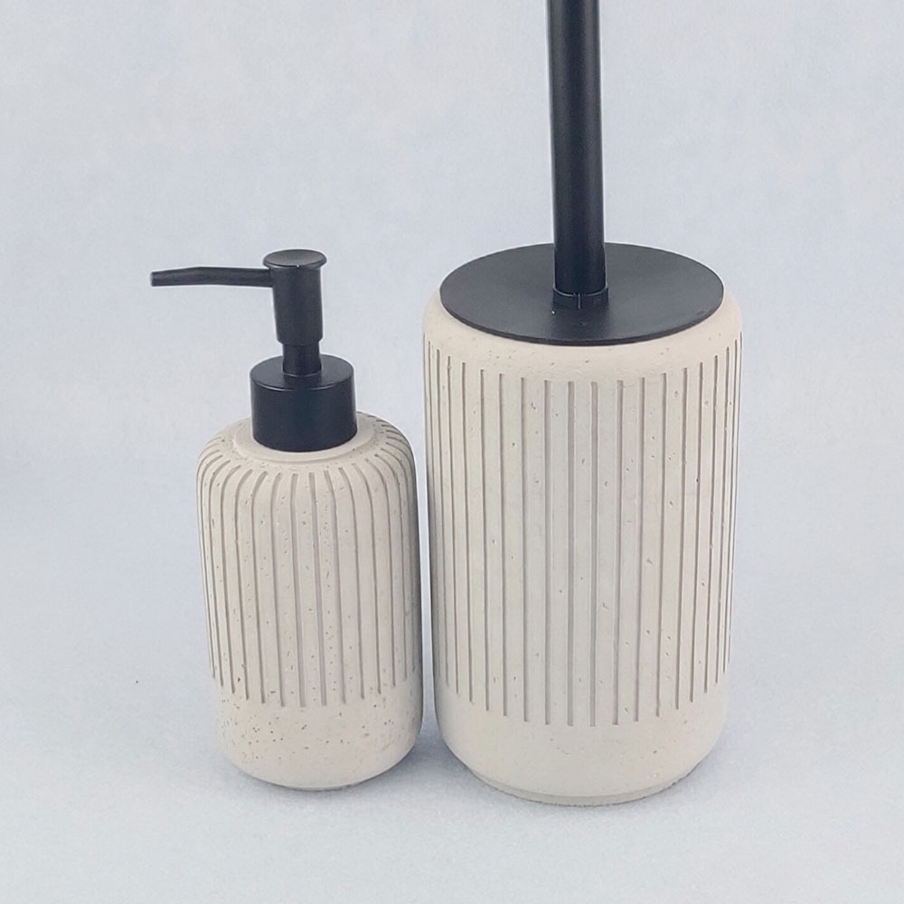 Custom Logo Toilet Toothbrush Stand Hotel Washroom Bathroom Soap Dispenser Set Concrete Luxury Bathroom Accessories Sets