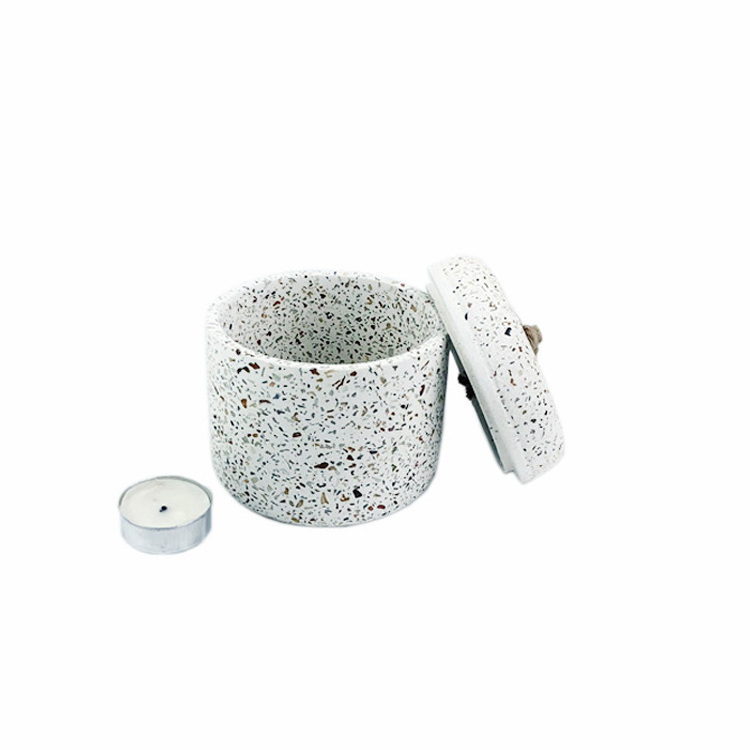 Wholesale Home Decoration Round  Modern Candle Holder Luxury Candle Jars Concrete Candle Jar With Lid