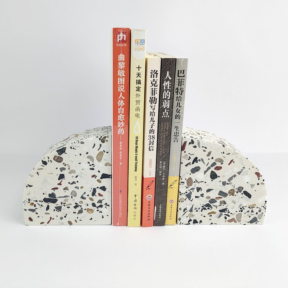 Study office library desktop ornaments terrazzo natural stone bookends modern decorative style decorations