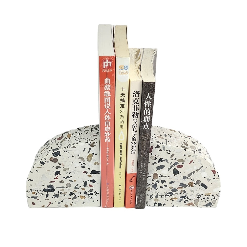 Study office library desktop ornaments terrazzo natural stone bookends modern decorative style decorations