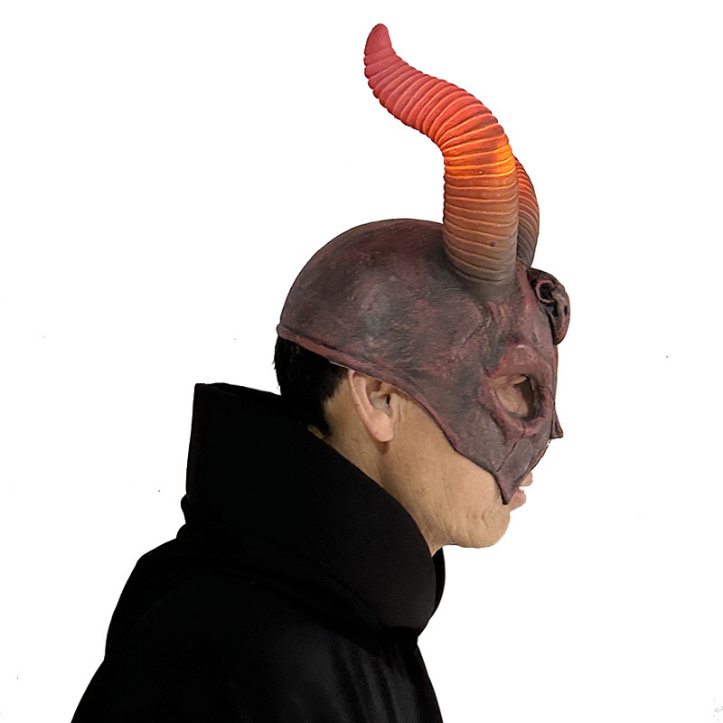 Maleficent Red Black LED Light Mask Fire Demon Black Ram Horn Costume Head Devil Goat Horns for Party Novelties