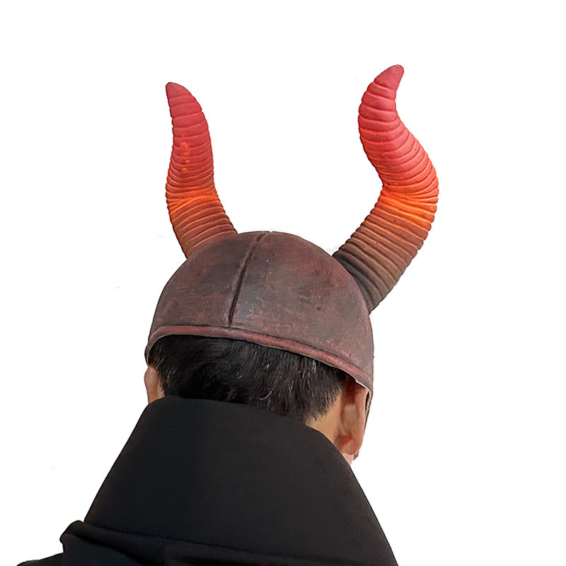 Maleficent Red Black LED Light Mask Fire Demon Black Ram Horn Costume Head Devil Goat Horns for Party Novelties