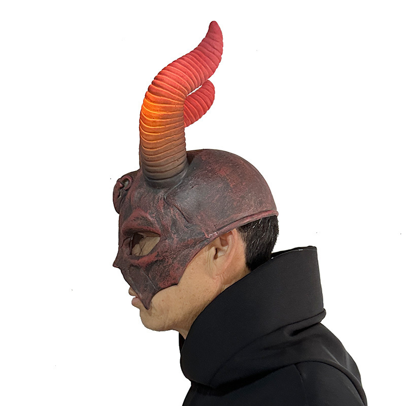 Maleficent Red Black LED Light Mask Fire Demon Black Ram Horn Costume Head Devil Goat Horns for Party Novelties