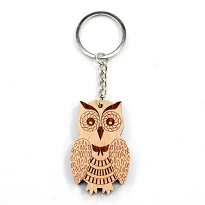 Charm Owl Key Holder Accessory for Women and Men Good Luck Funny Wood Owl Keychain