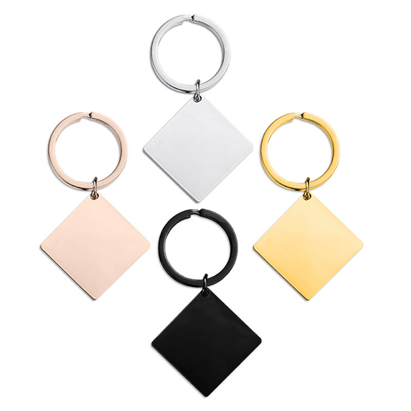 Blank Square Stainless Steel Keychain 30x30mm DIY Laser Logo Keyring